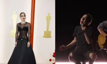 Lady Gaga chega ao Oscar de vestido e canta de camiseta, cara limpa e jeans rasgado