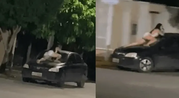 Mulher se agarra ao capô de carro para impedir que marido fugisse com a filha em Lucas do Rio Verde