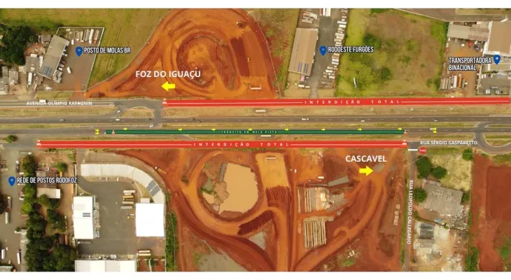 Perimetral Leste: marginais da BR-277 em Foz do Iguaçu serão bloqueadas para obra de viaduto