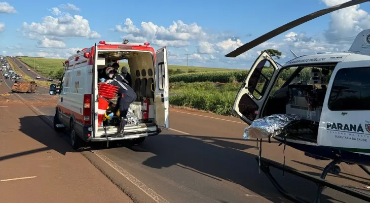 Capotamento na BR-163 deixa motorista de 60 anos ferido