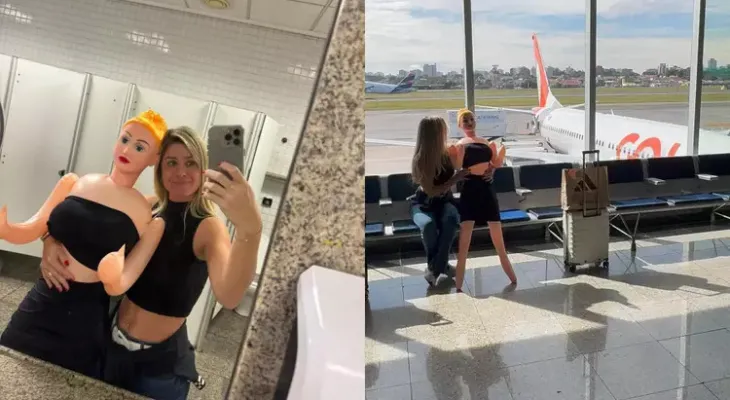 Influenciadora surpreende ao embarcar em aeroporto com boneca sexual em tamanho real