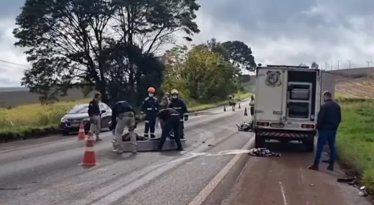 Motociclista morre em grave colisão frontal com carreta na BR-369 entre Cascavel e Corbélia