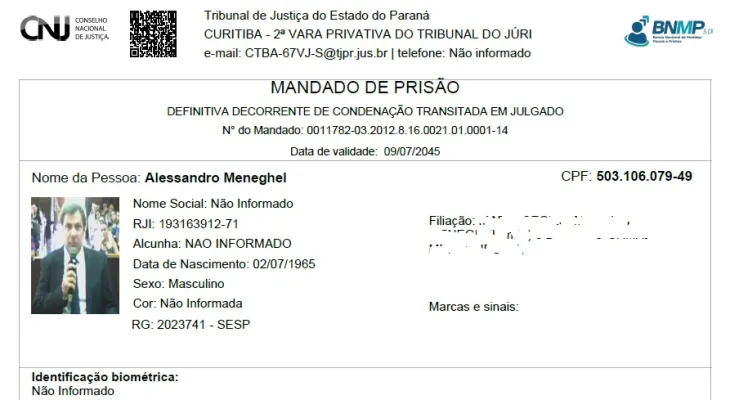 Justiça determina prisão definitiva de Alessandro Meneghel por homicídio de policial federal
