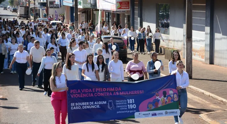 Corbélia realiza 3ª Caminhada do Meio-Dia pelo fim da violência contra as mulheres