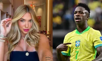 Virginia curte festa coladinha com Vini Jr