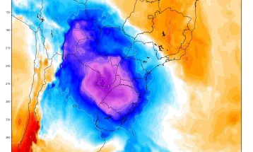 Frente fria avança pelo Sul e Sudeste do Brasil com chuva, vento e queda acentuada de temperatura