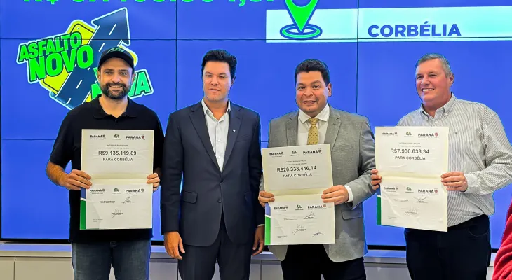 Corbélia recebe R$ 37 milhões para pavimentação e terá 100% de ruas asfaltadas