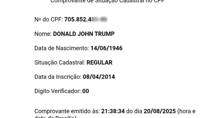 Brasileiro? Donald Trump tem CPF registrado no Brasil desde 2014