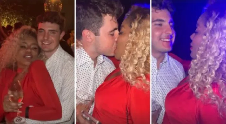 Cariúcha e filho de Gugu são flagrados aos beijos em festa de filho de Faustão