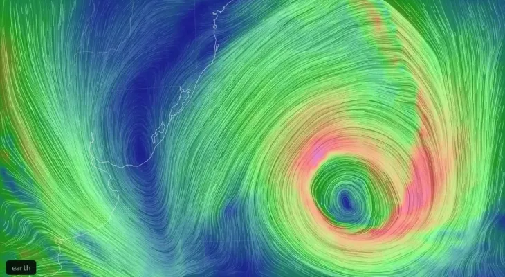 Ciclone extratropical de grande intensidade se forma no Atlântico Sul