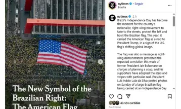 Bandeira dos EUA é "novo símbolo da direita brasileira", diz NYT