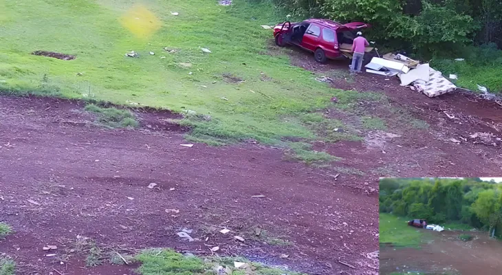 Condutor flagrado fazendo descarte irregular de lixo é multado e tem veículo apreendido