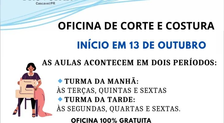 Provopar Cascavel abre inscrições para curso gratuito de corte e costura