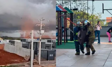 Temporal impede transferência aérea de vítima de incêndio em Cascavel