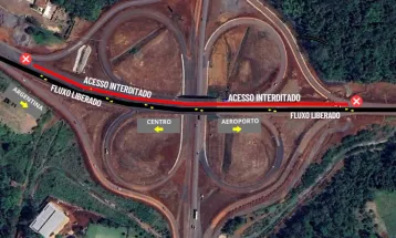 Alteração no trânsito sob viaduto muda acesso entre Centro e Aeroporto em Foz do Iguaçu