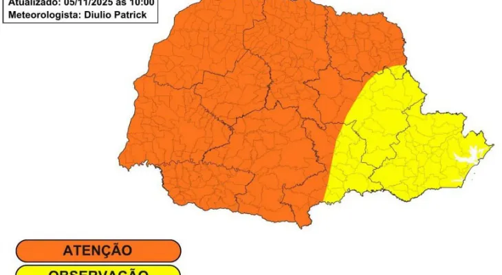 Granizo e ventania: temporais previstos para sexta devem atingir grande parte do Paraná