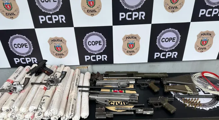 PCPR apreende cerca de 30 quilos de explosivos e armamentos em Piraquara