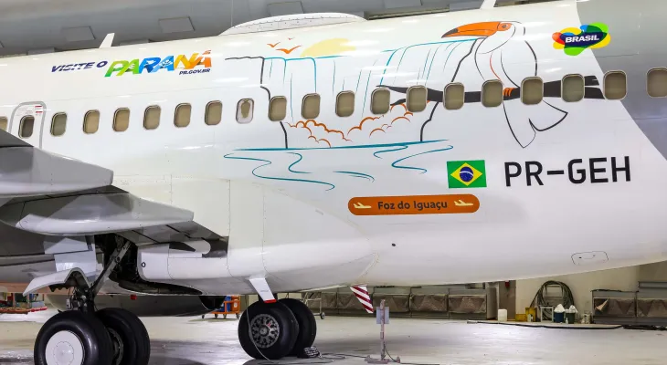 Desenho das Cataratas do Iguaçu passa a ilustrar avião da frota temática da Gol