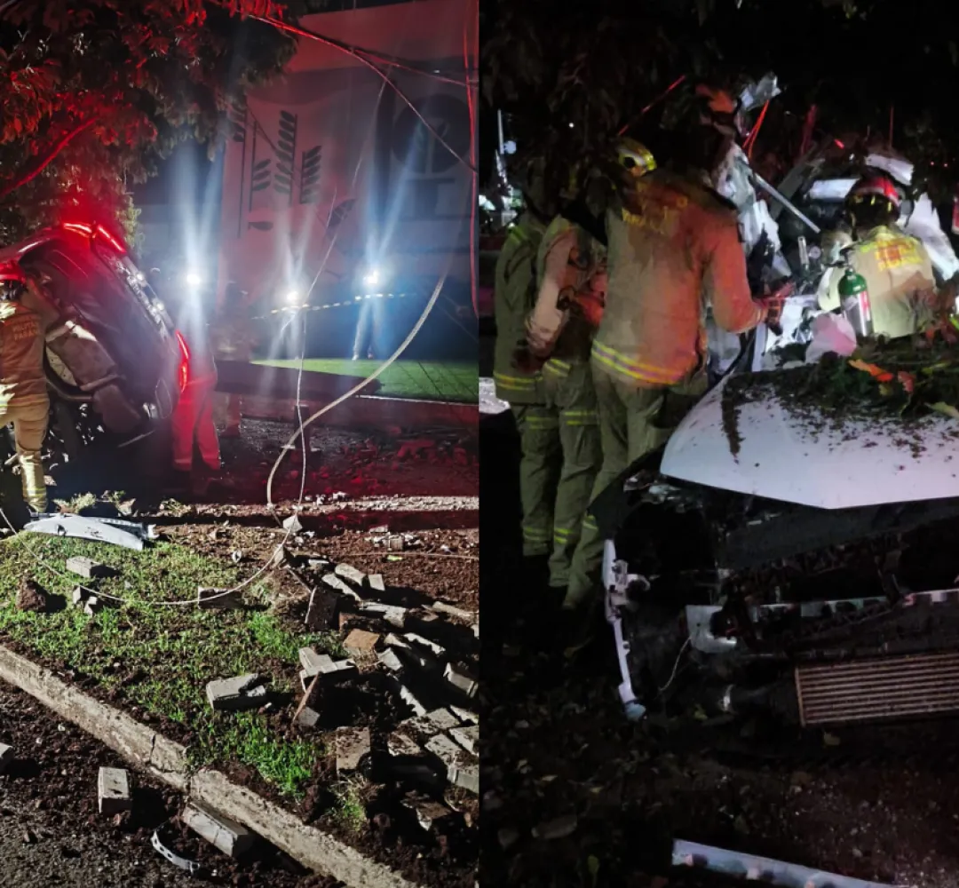Casal morre após Audi bater em poste e árvore na Tancredo Neves, em Cascavel; vítimas são identificadas