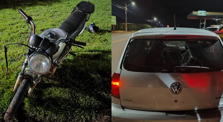 Moto bate na traseira de Fox e deixa jovem ferido na PR-491 no Oeste do Paraná