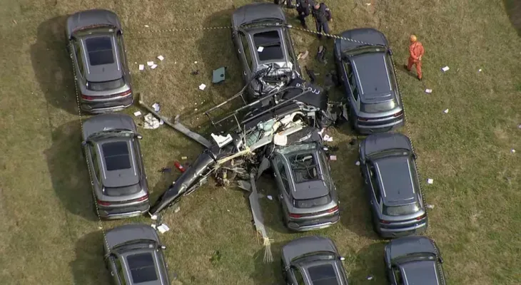 Colisão de dois helicópteros deixa seis mortos no Recreio dos Bandeirantes