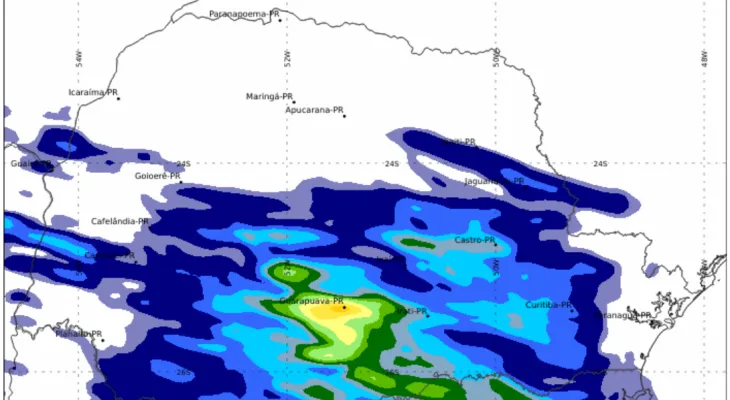 Chuva avança por todo o Paraná e quarta-feira será marcada por risco de temporais