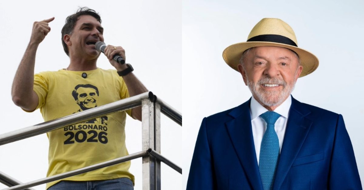 Flávio Bolsonaro, candidato à presidência pelo PL; Luiz Inácio Lula da Silva, candidato à reeleição presidencial pelo PT.