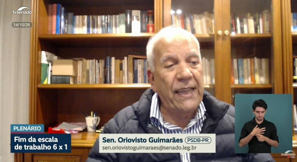 Senador Oriovisto Guimarães, primeiro signatário de modelo defendido por Rogério Marinho, durante sessão de discussão sobre o fim da escala 6x1.