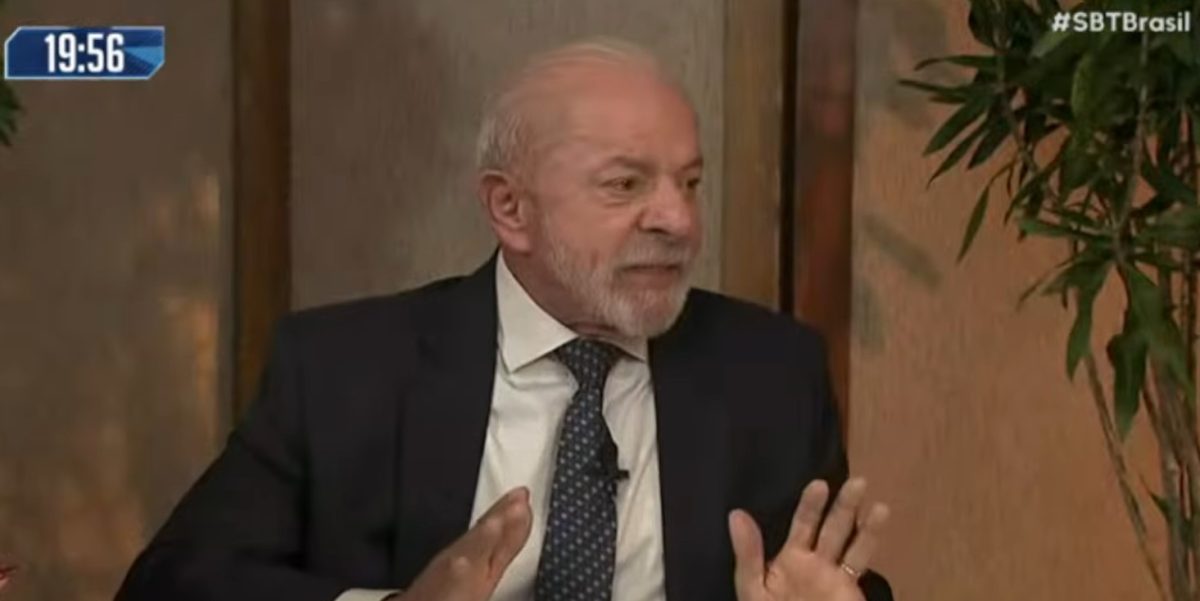 Presidente Luiz Inácio Lula da Silva, candidato à reeleição, durante sabatina realizada pelo SBT.